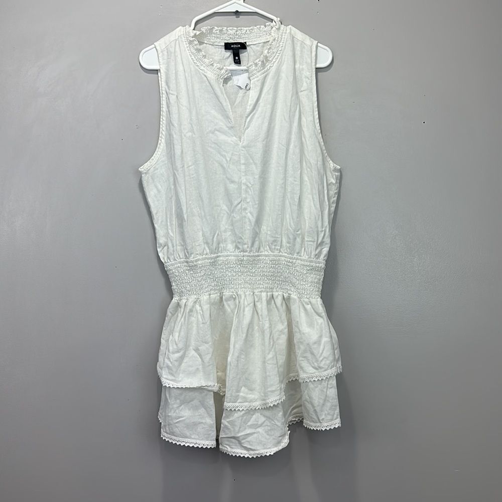 Aqua White Blouson Style Cover up / Dress